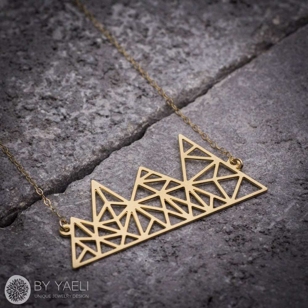 Mountain necklace geometric mountain range necklace mountain pendant mountain jewelry