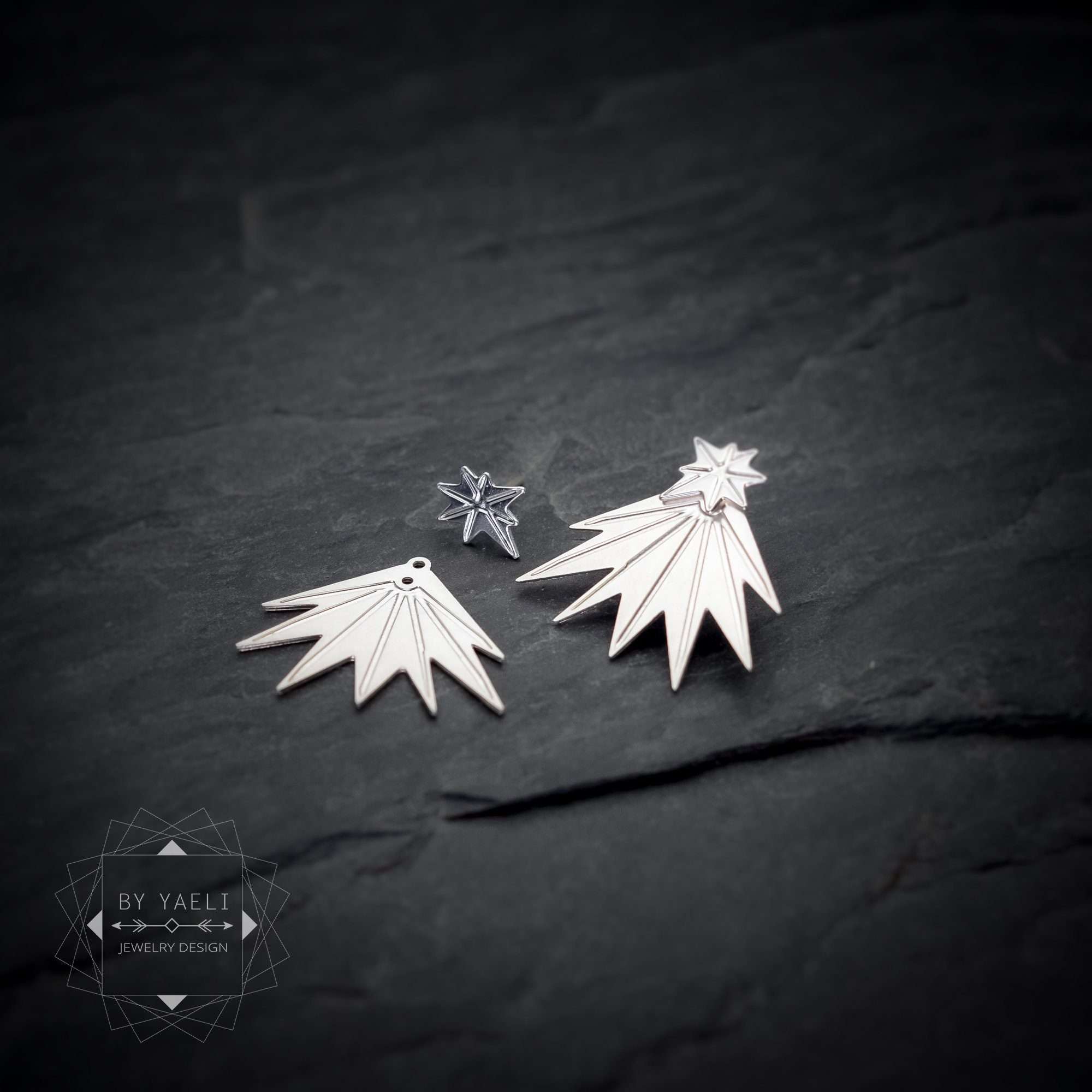 Spark earrings silver ear jacket earrings front back earrings spark stud earrings