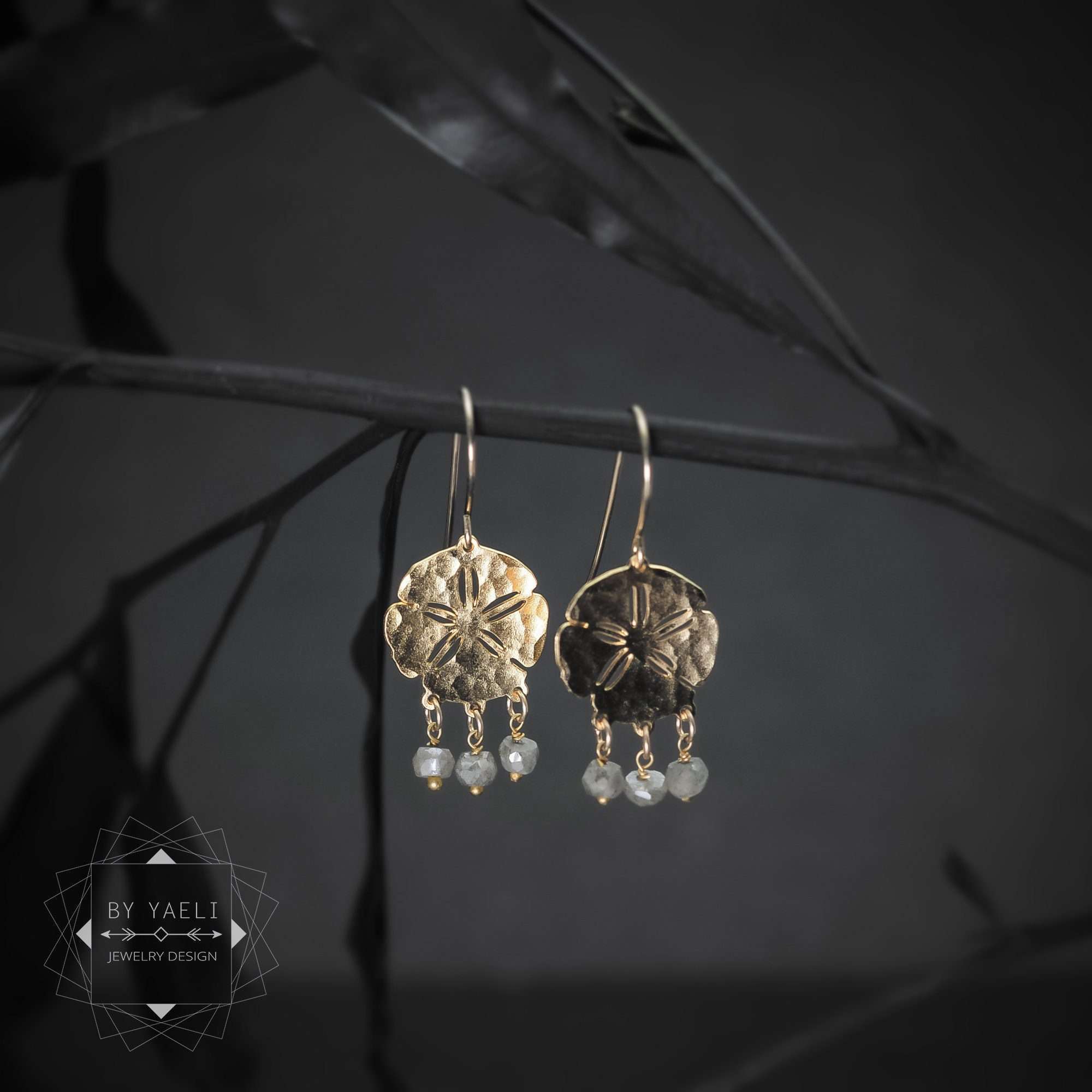 Dangle earrings labradorite earrings sea urchin drop earrings