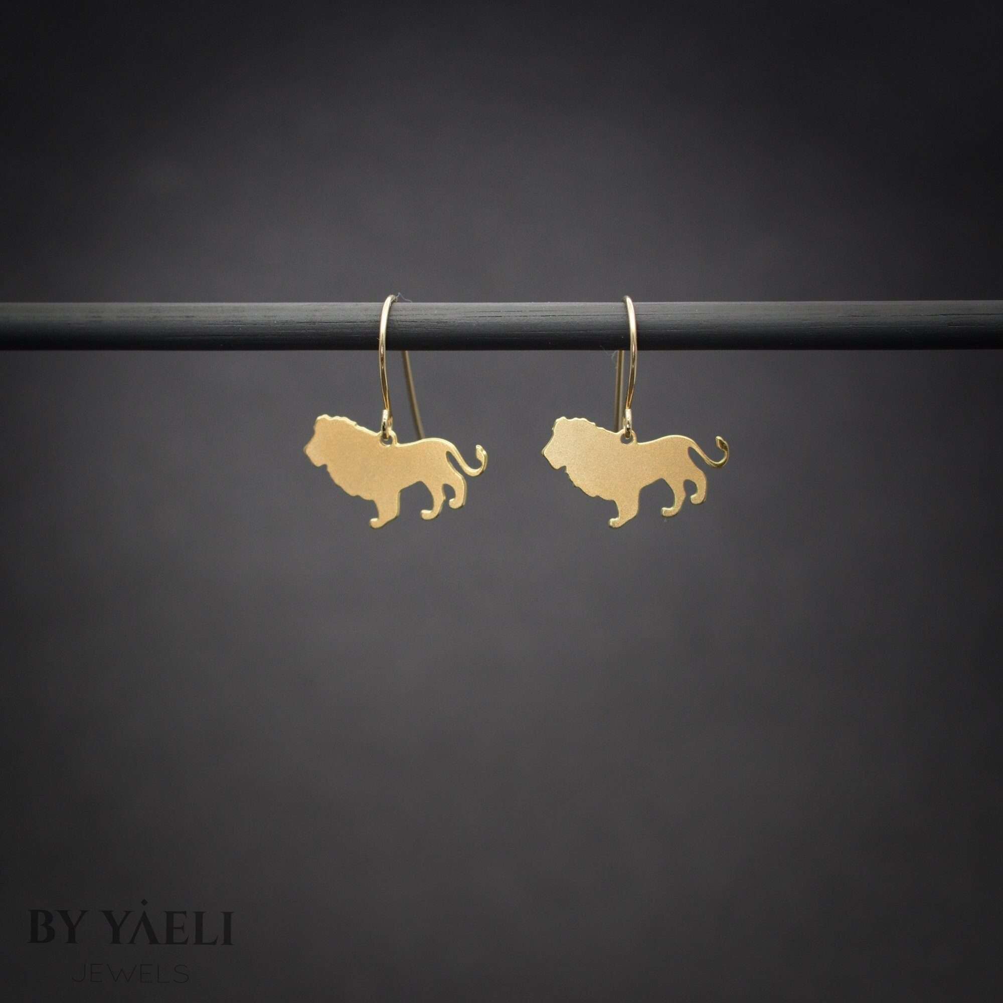 lion earrings, gold leo dangle zodiac earrings