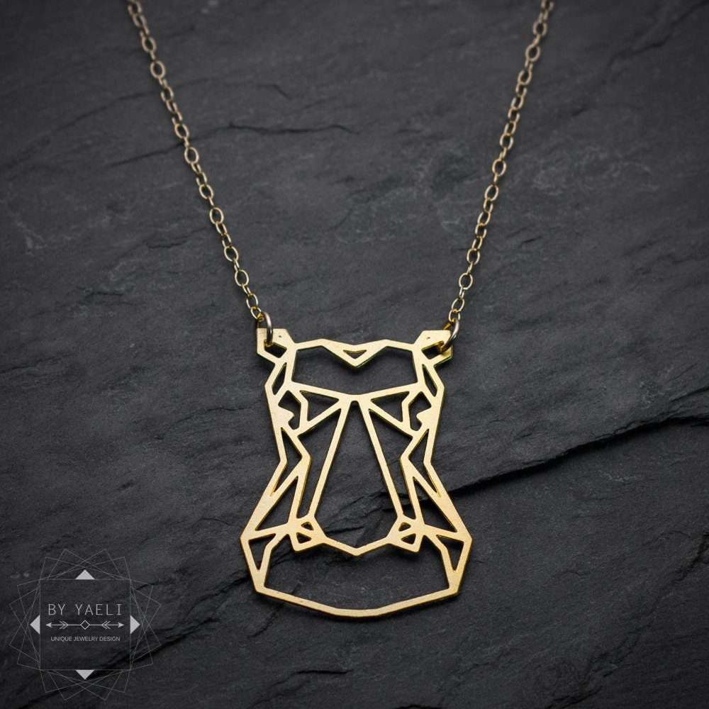 Hippo necklace, animal necklace, gold geometric hippo head necklace