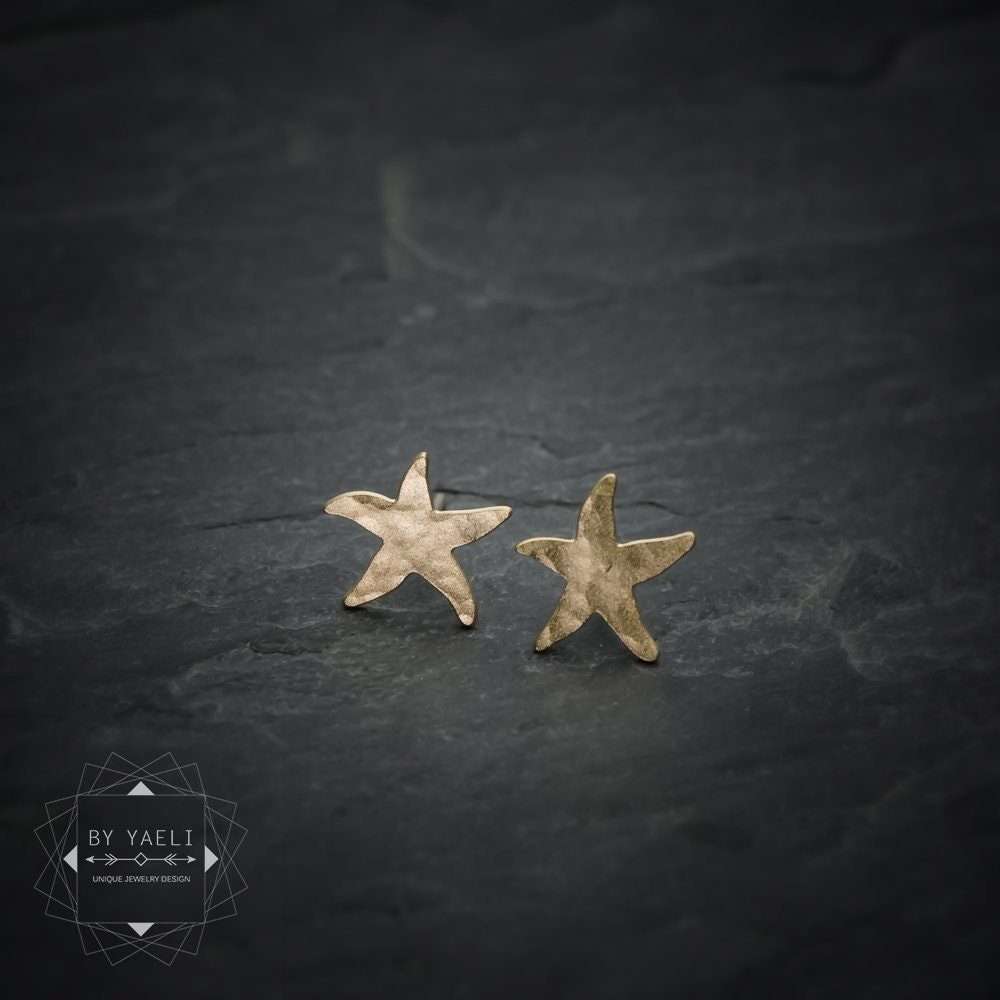 Star fish earrings starfish post earrings gold sea star fish stud earrings 3 Star fish earrings starfish post earrings gold sea star fish stud earrings - Image 3