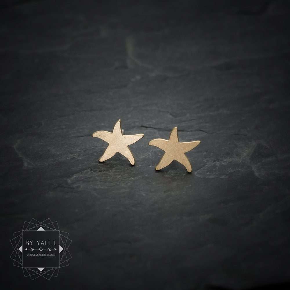 Star fish earrings starfish post earrings gold sea star fish stud earrings