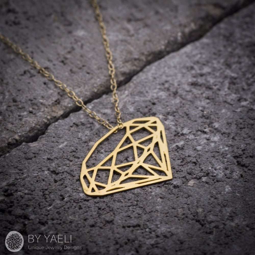 Geometric necklace gold diamond shape necklace minimalist jewelry