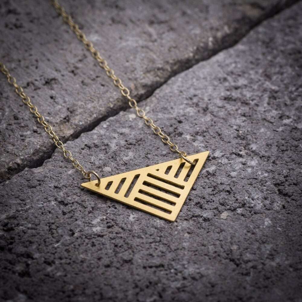 Triangle necklace gold triangular pendant geometric necklace everyday necklace gift for her