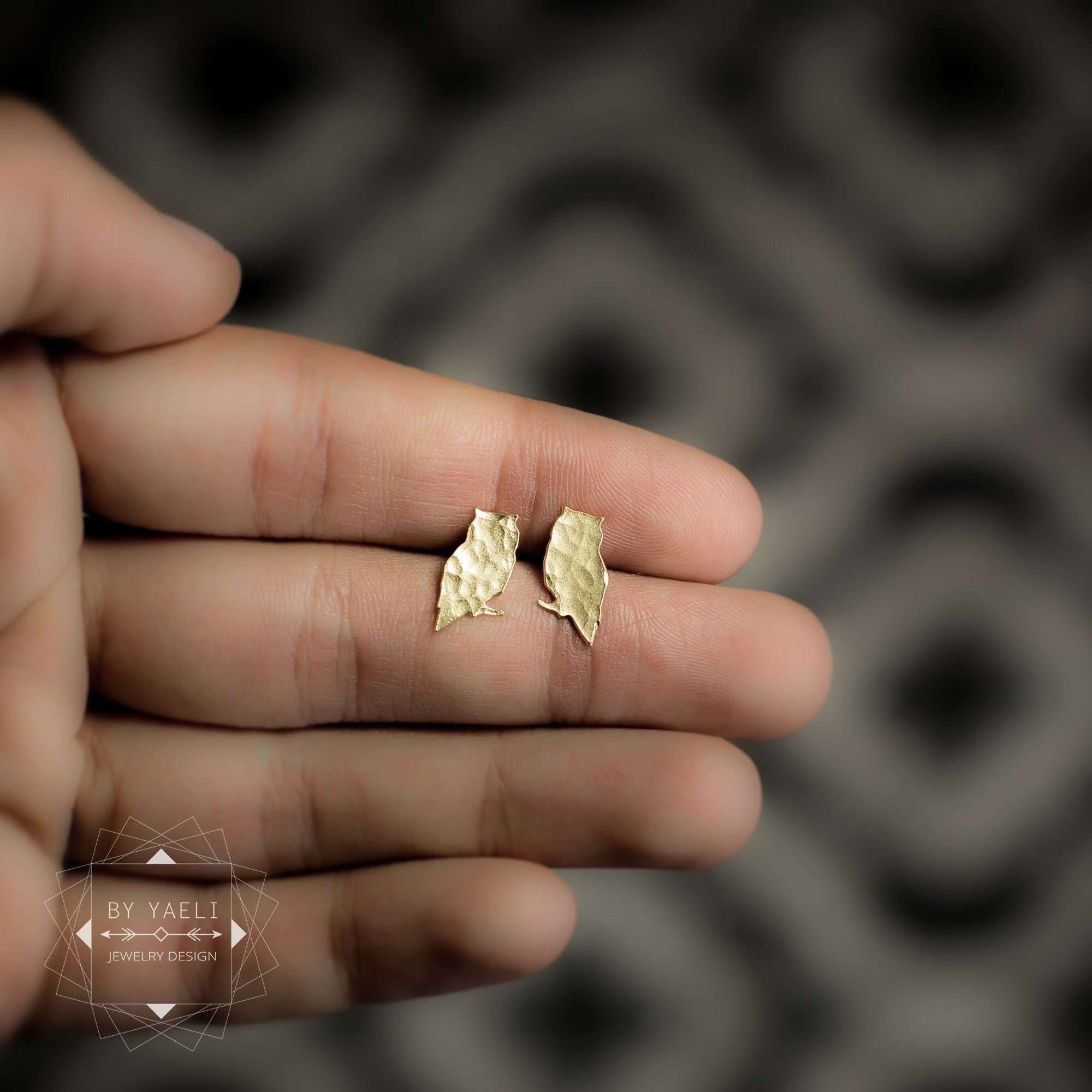 Owl earrings tiny owl post earrings gold owl stud earrings