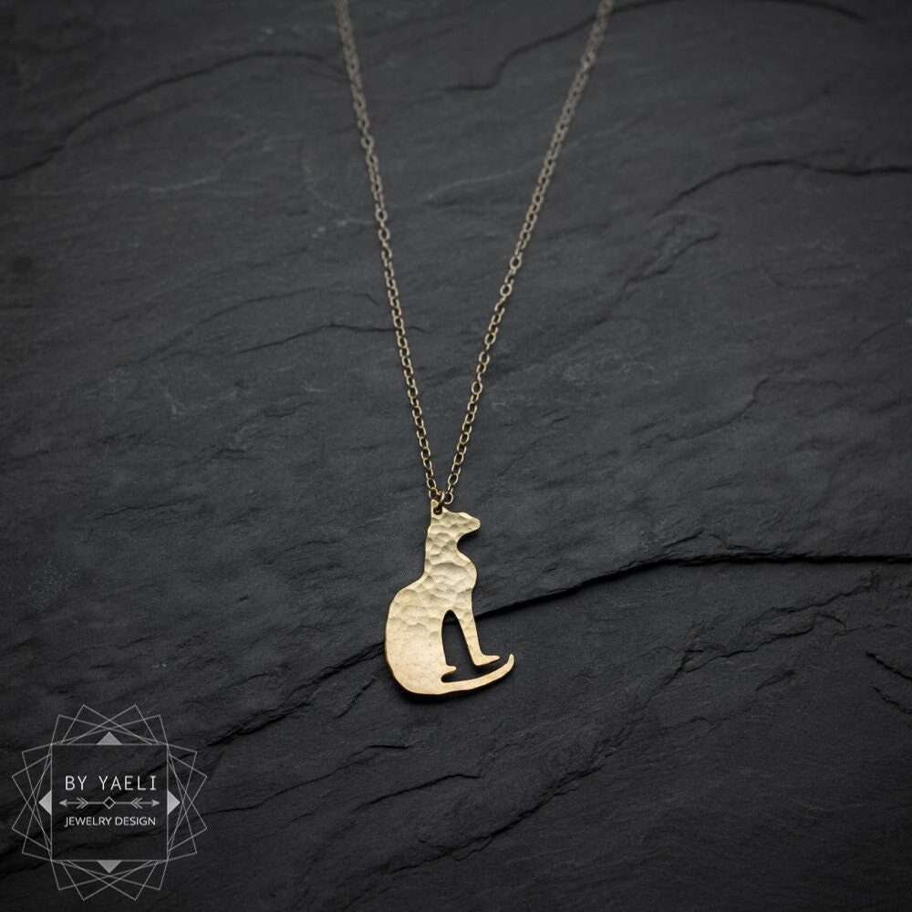 Cat necklace gold cat jewelry Egyptian necklace cat pendant