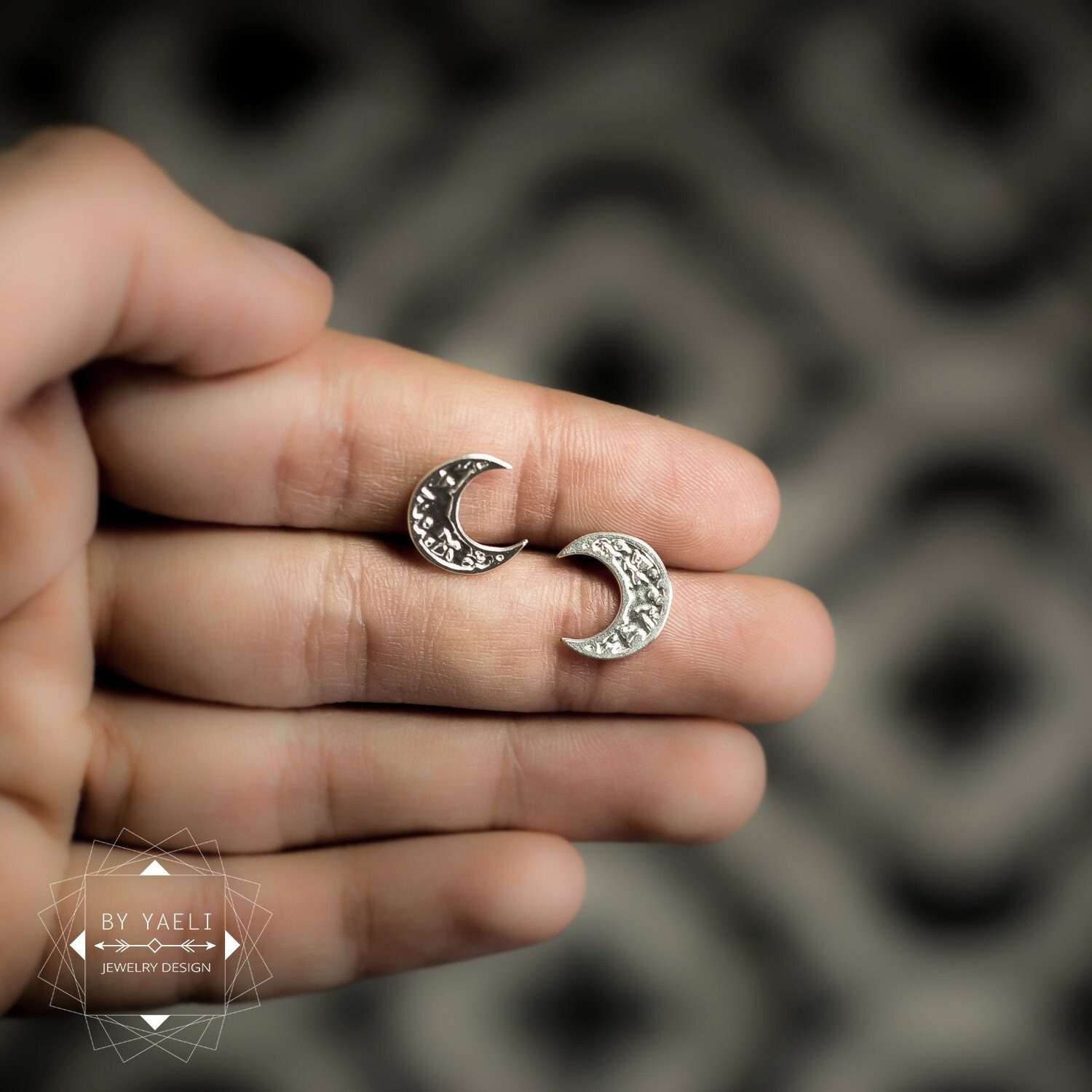 Moon earrings crescent earrings silver celestial earrings moon post earrings Christmas gift