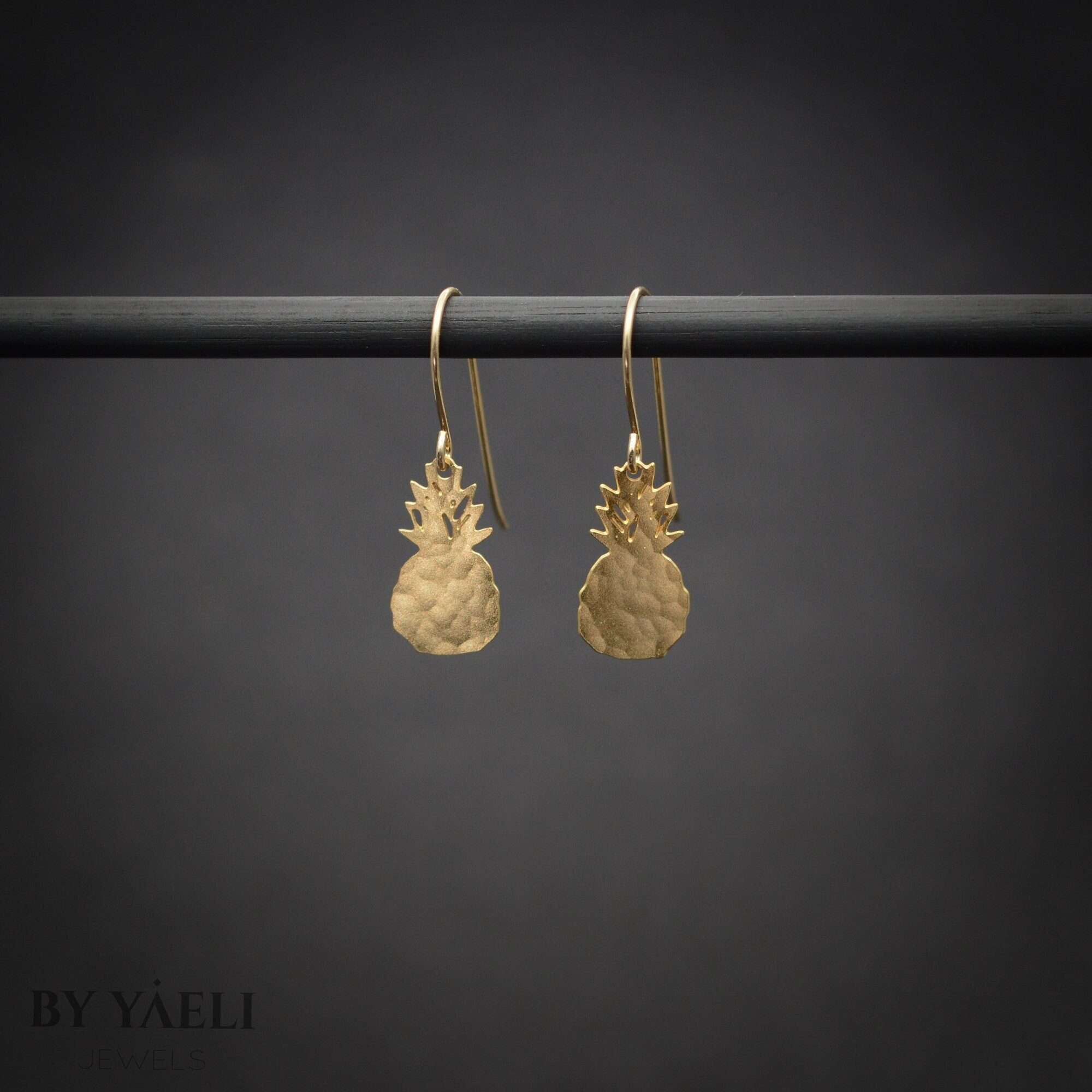 Gold pineapple earrings ,tropical jewelry