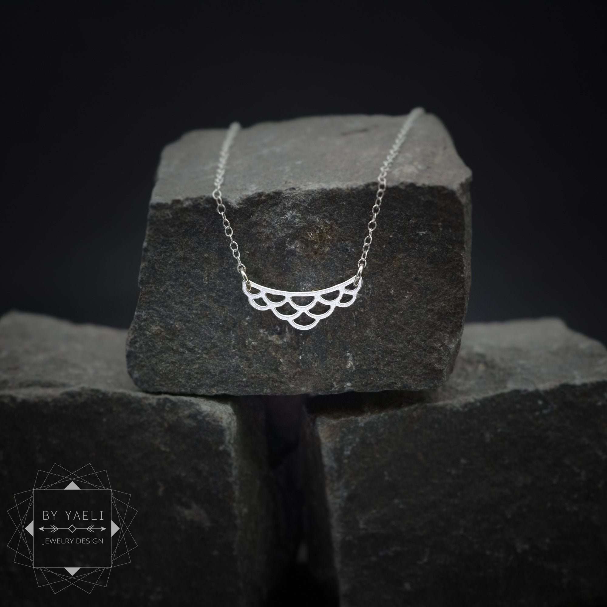 Geometric necklace circle necklace half circles necklace gift for her