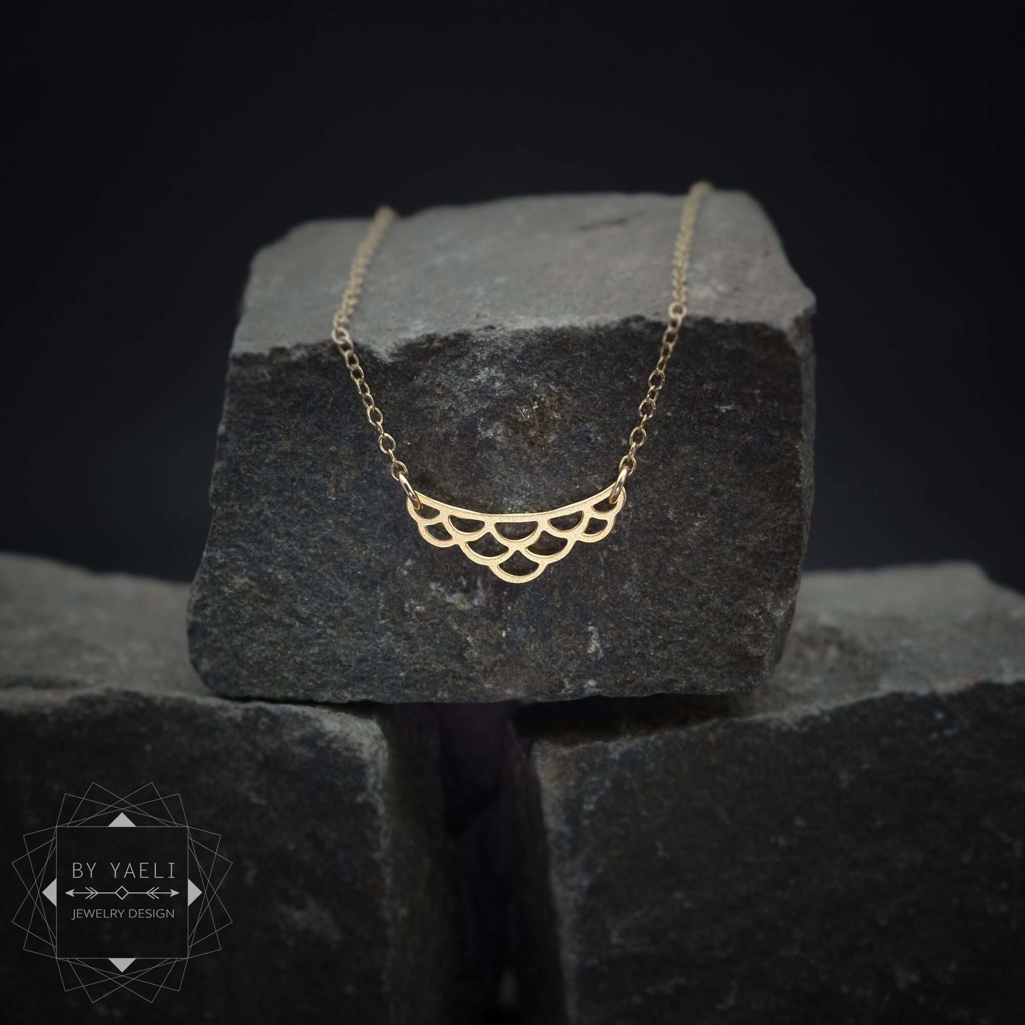 Geometric necklace circle necklace half circles necklace curve necklace