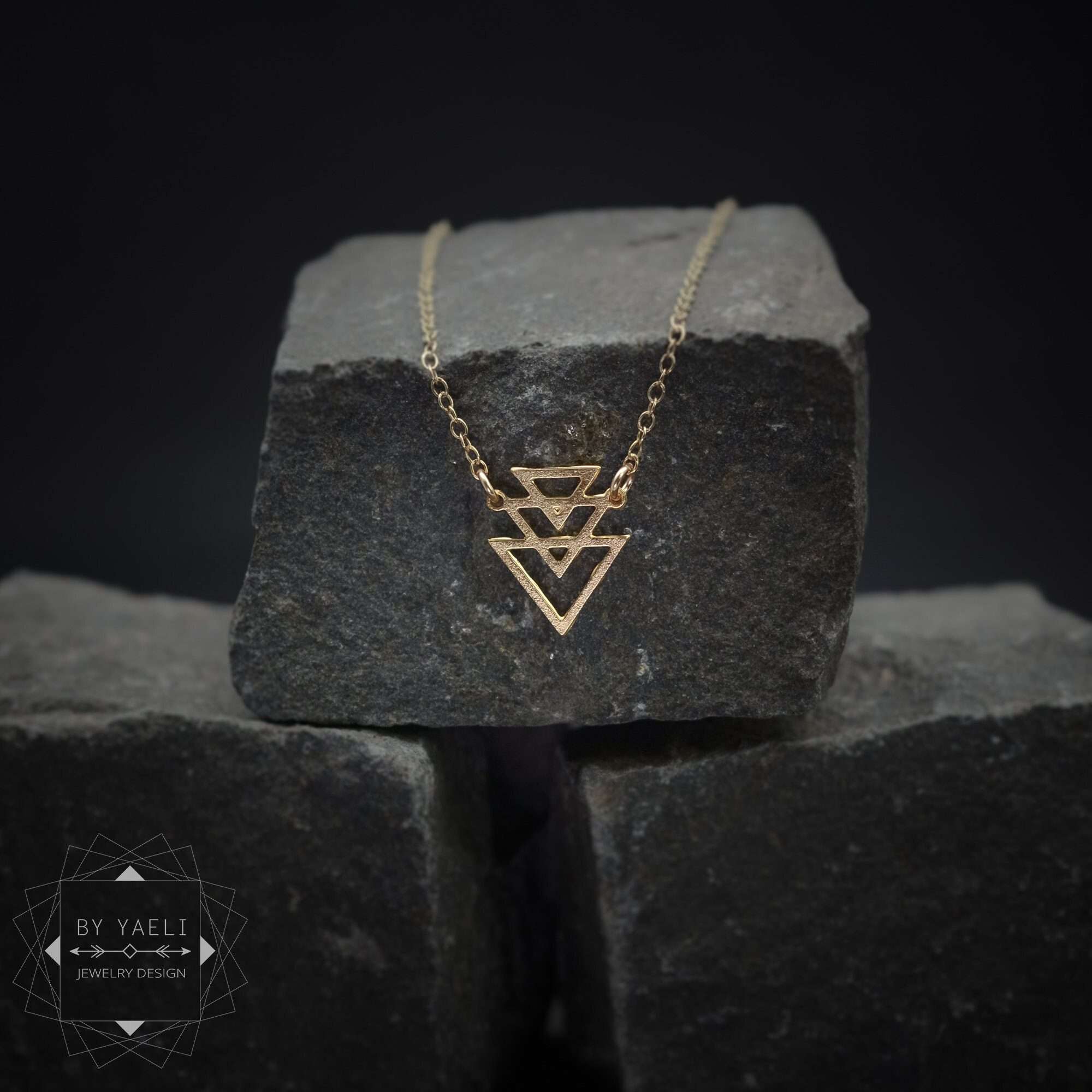 Triangle necklace dainty gold geometric necklace triangles pendant