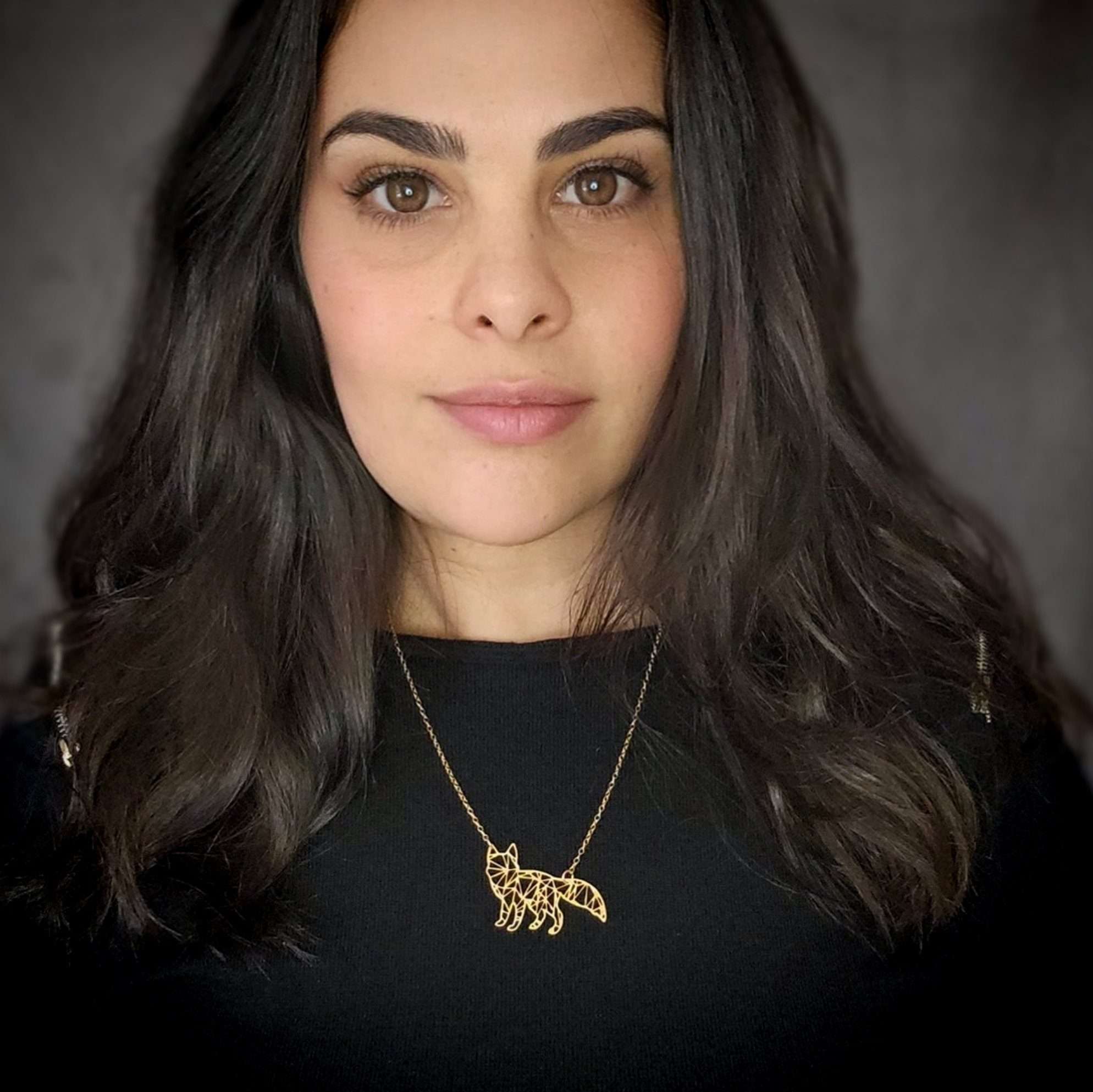 Fox necklace, Geometric gold fox pendant necklace