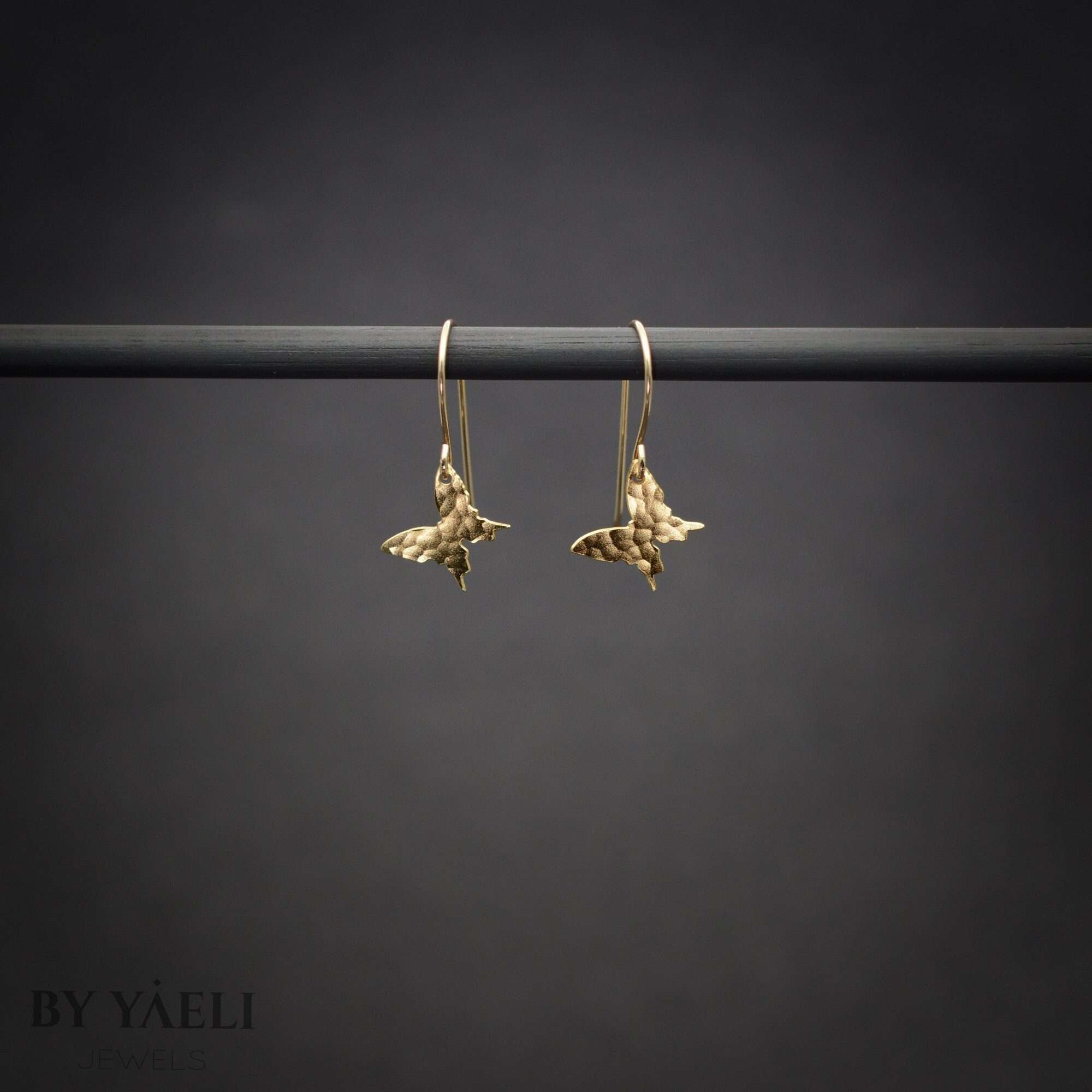 Butterfly earrings, gold butterfly jewelry, drop dangle butterflies earrings