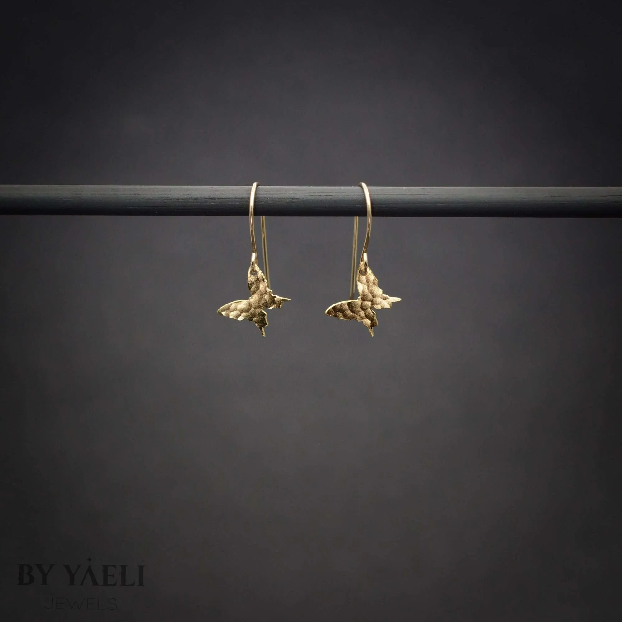 Butterfly earrings, gold butterfly jewelry, drop dangle butterflies earrings