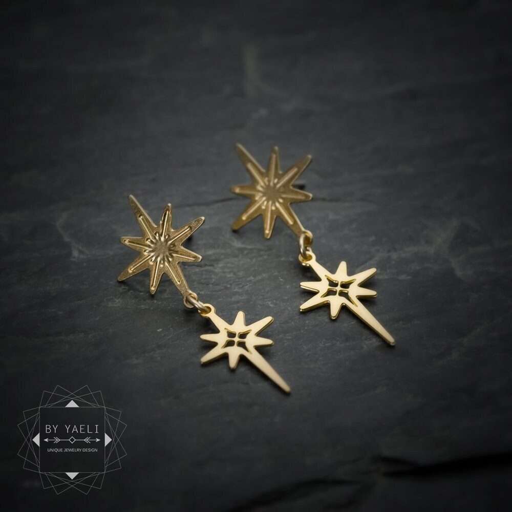 Home 38 Star earrings – gold star post earrings – north star dangle earrings Christmas gift for here