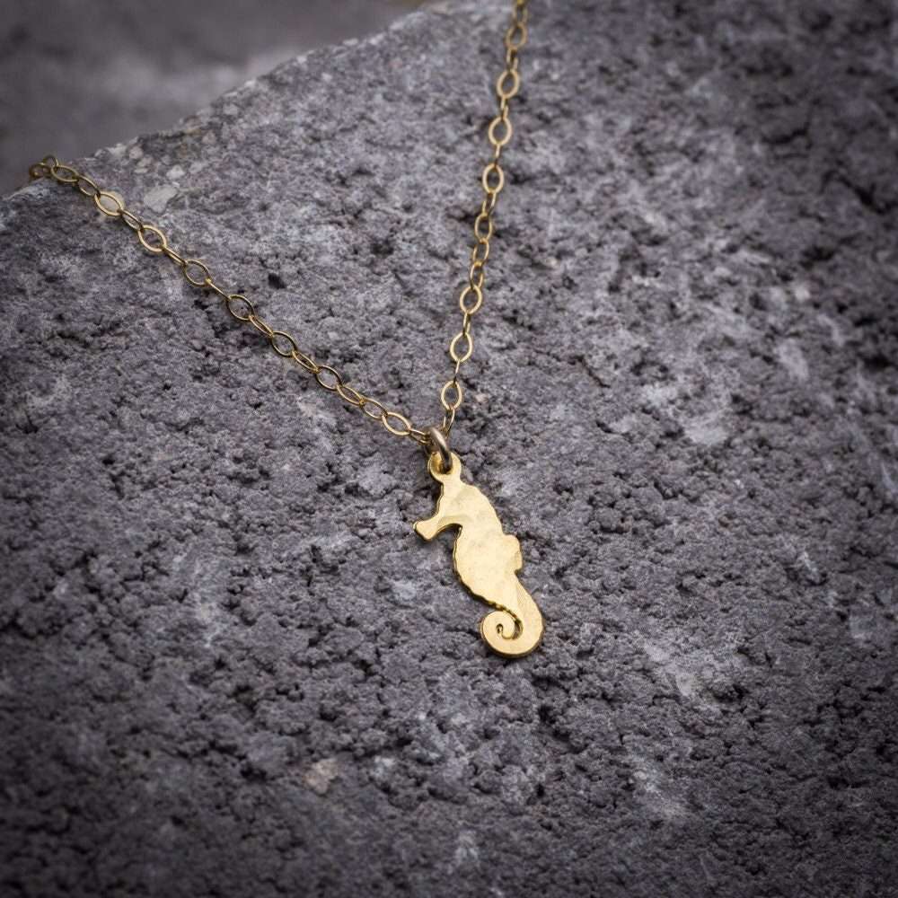 Seahorse necklace gold seahorse jewelry ocean necklace seahorse pendant