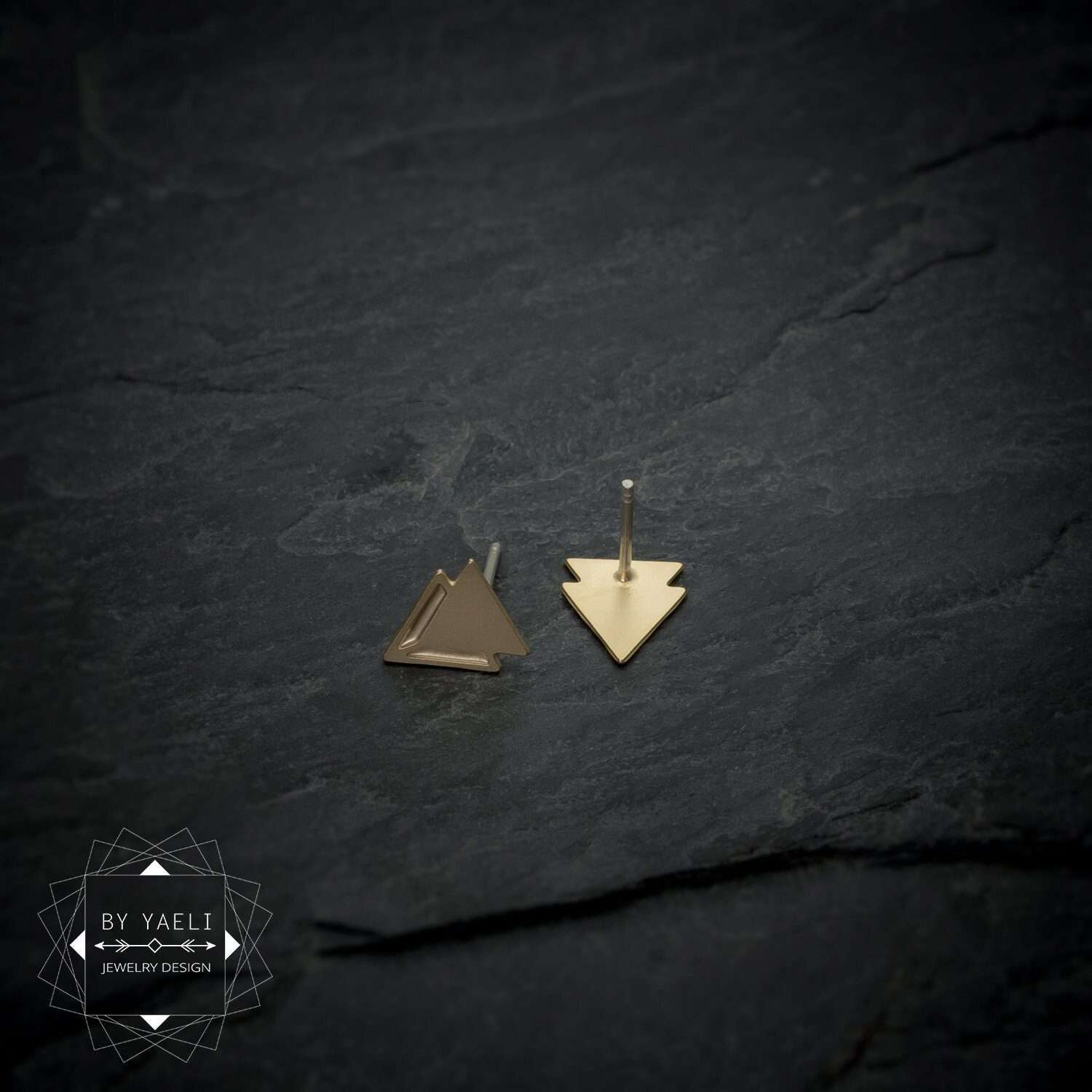 Triangle earrings geometric earrings cute gold triangle stud earrings