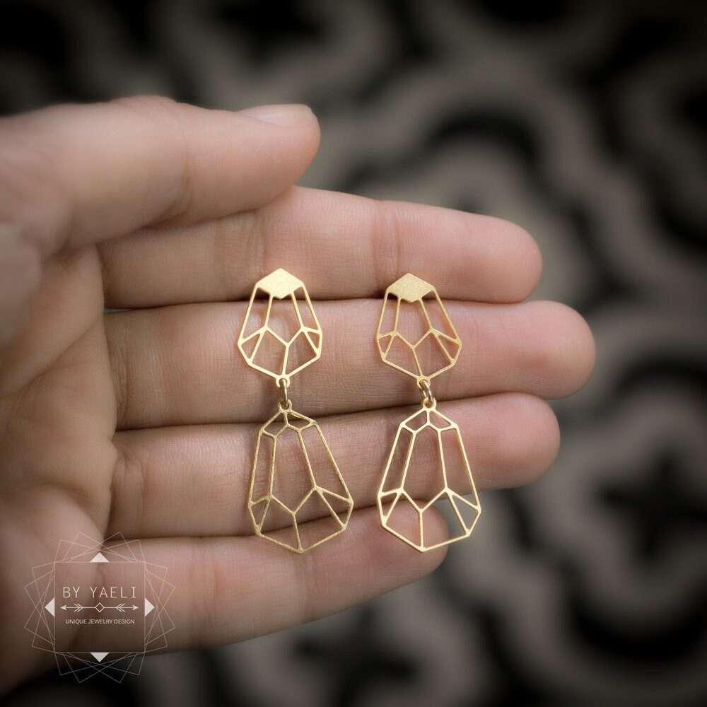 Dangle earrings geometric gold diamond shape stud earrings dangle diamond earrings