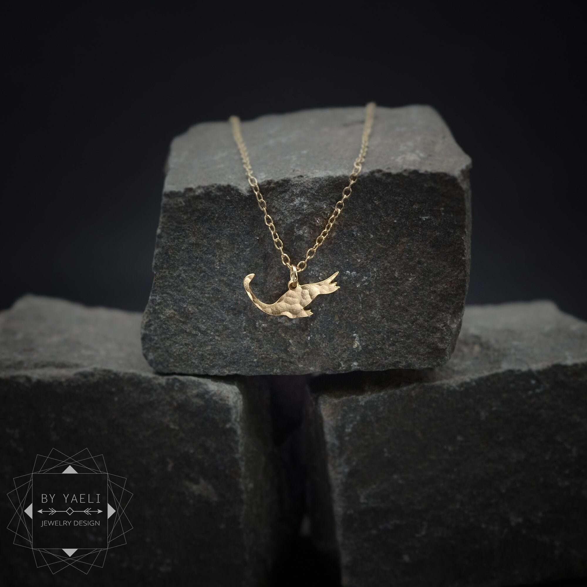 Dinosaur necklace gold tiny plesiosaur necklace dinosaur charm