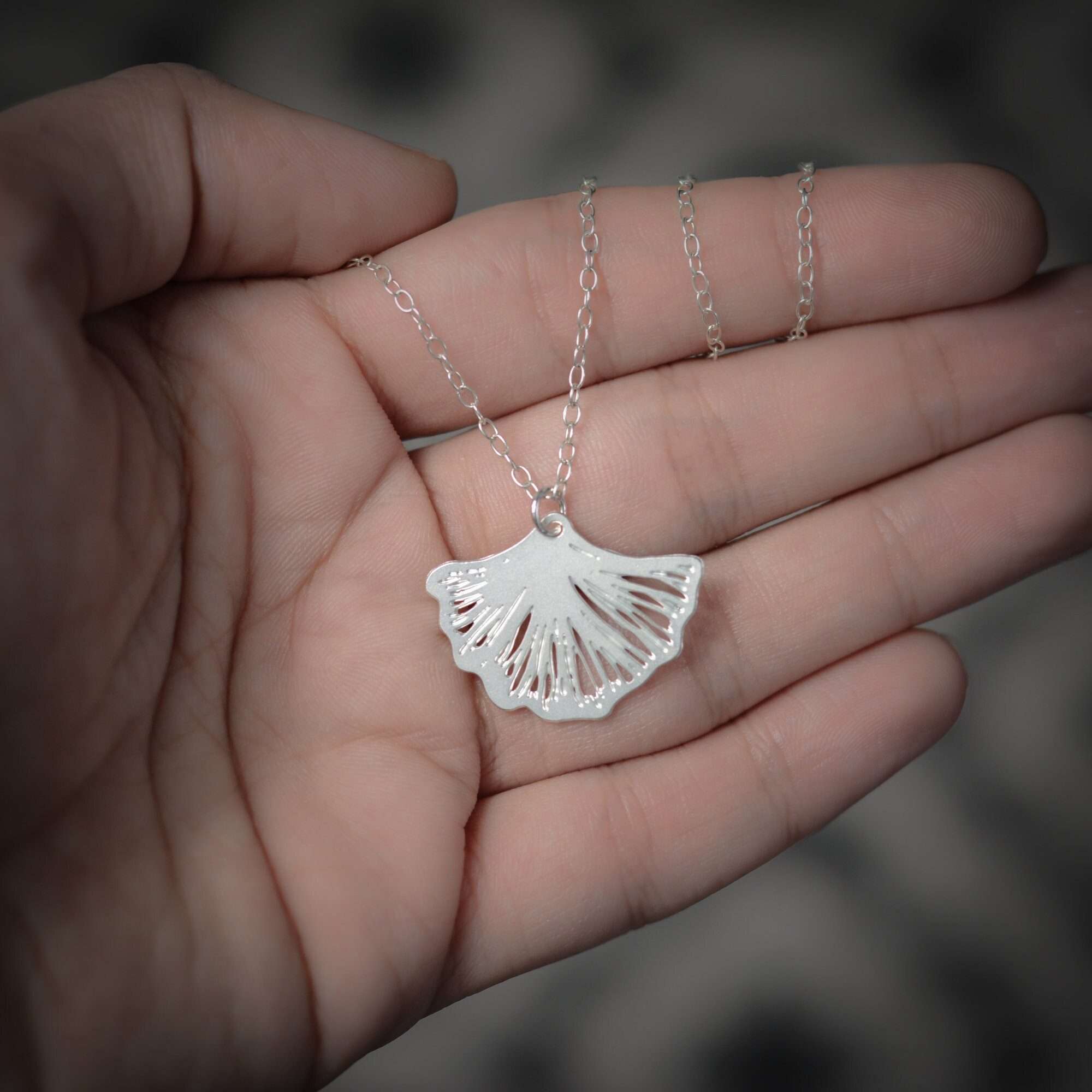 Ginkgo leaf necklace silver leaf necklace ginkgo leaf charm