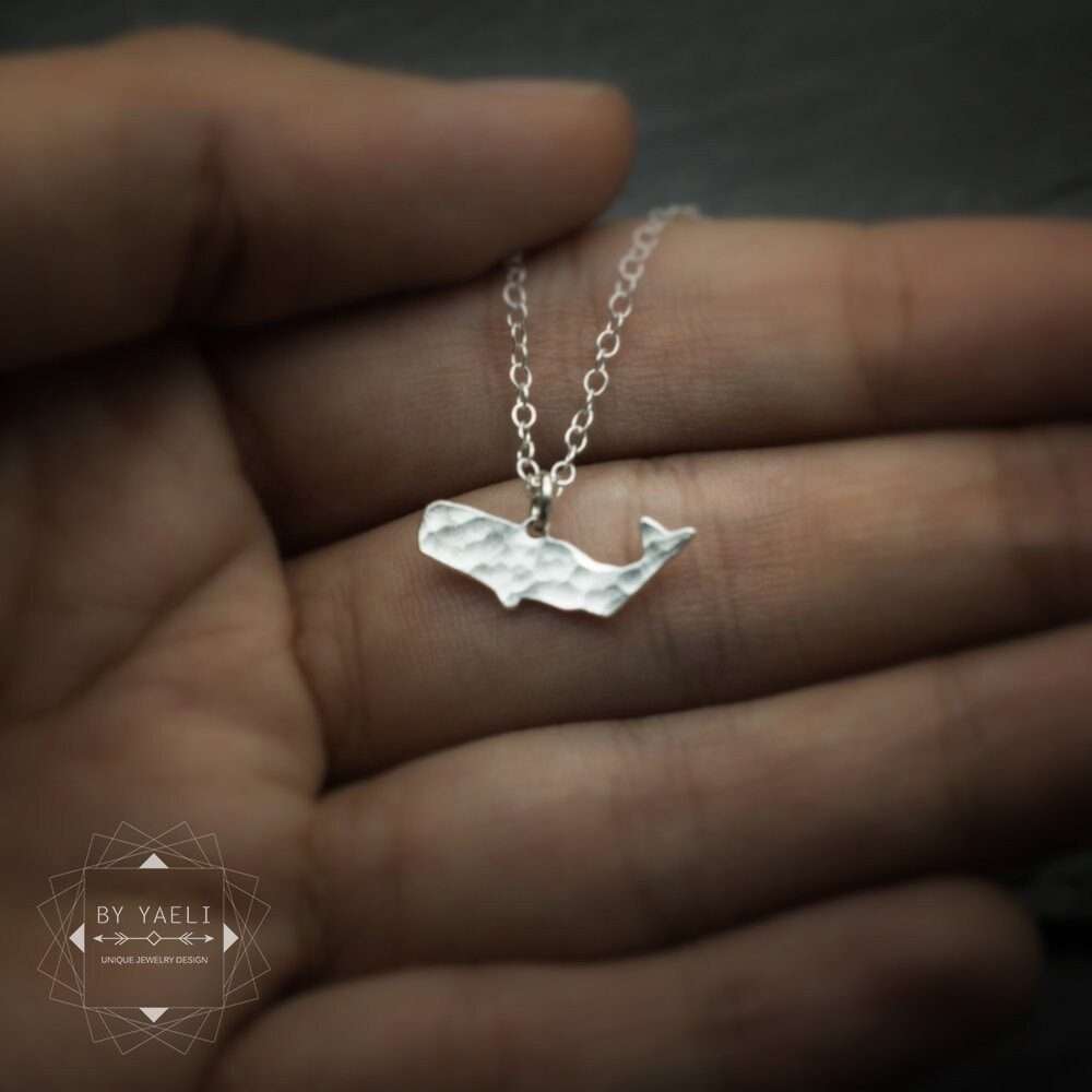 Sperm whale necklace tiny ocean necklace silver whale jewelry