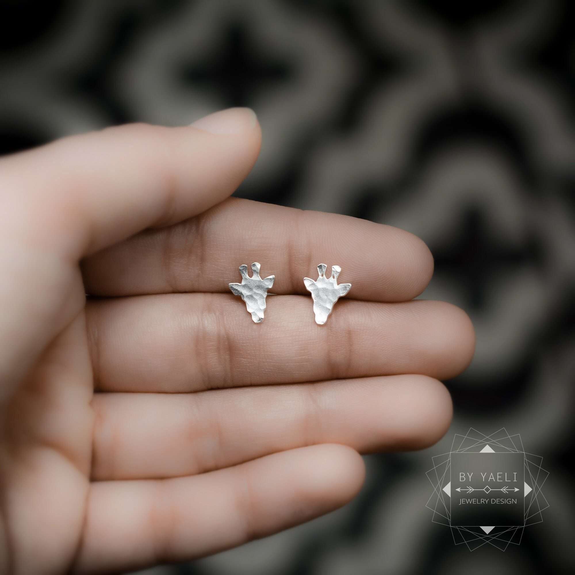 Giraffe earrings tiny giraffe stud earrings silver giraffe post earrings