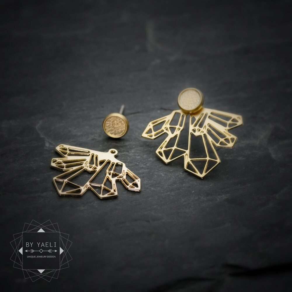 Earring jacket earrings geometric earrings gold statement earrings