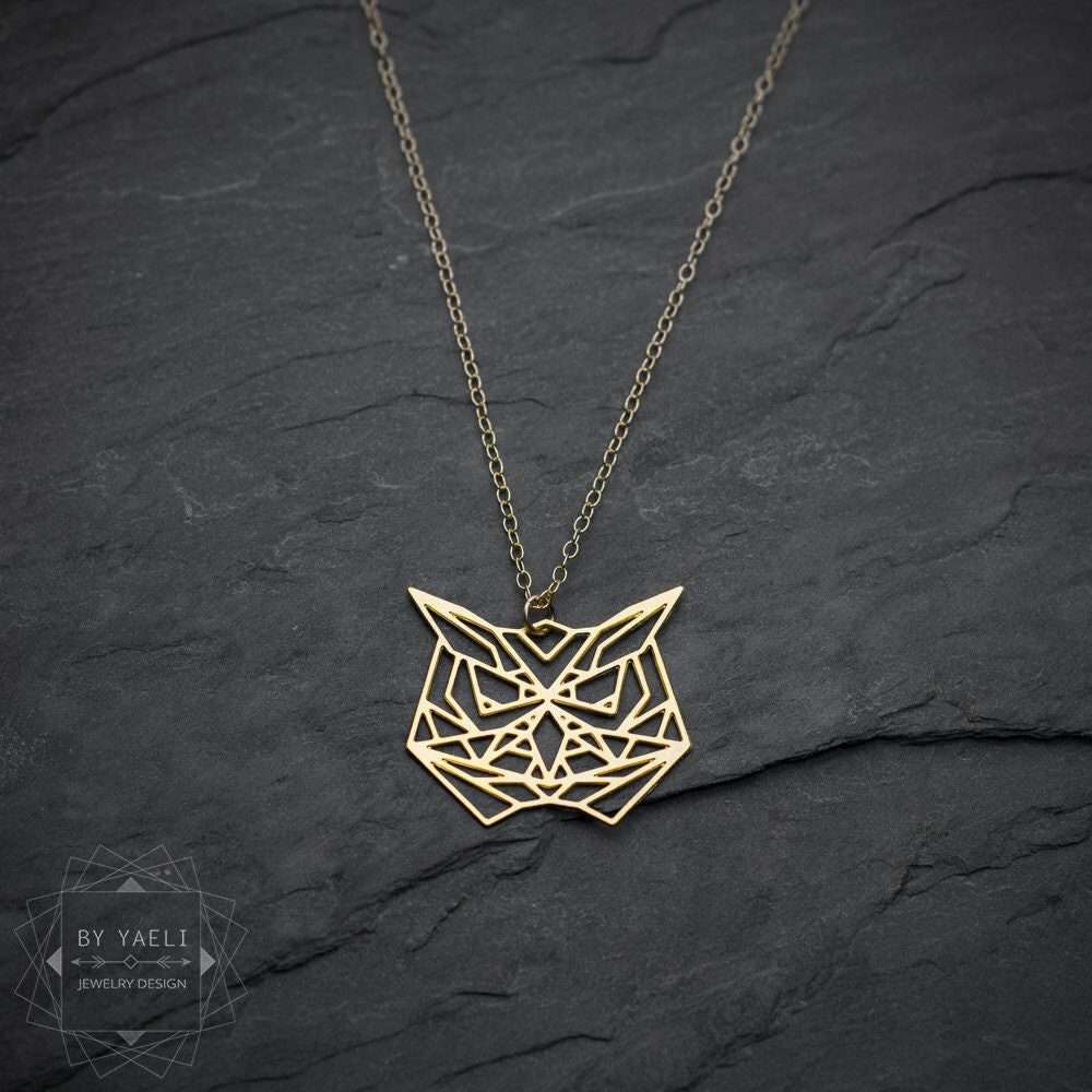 Owl necklace geometric origami owl pendant gold origami bird necklace