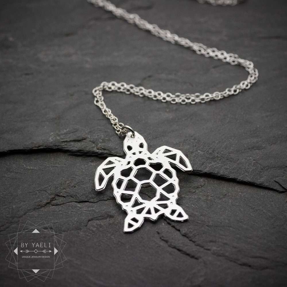 Turtle necklace sea turtle beach jewelry gold or silver turtle pendant
