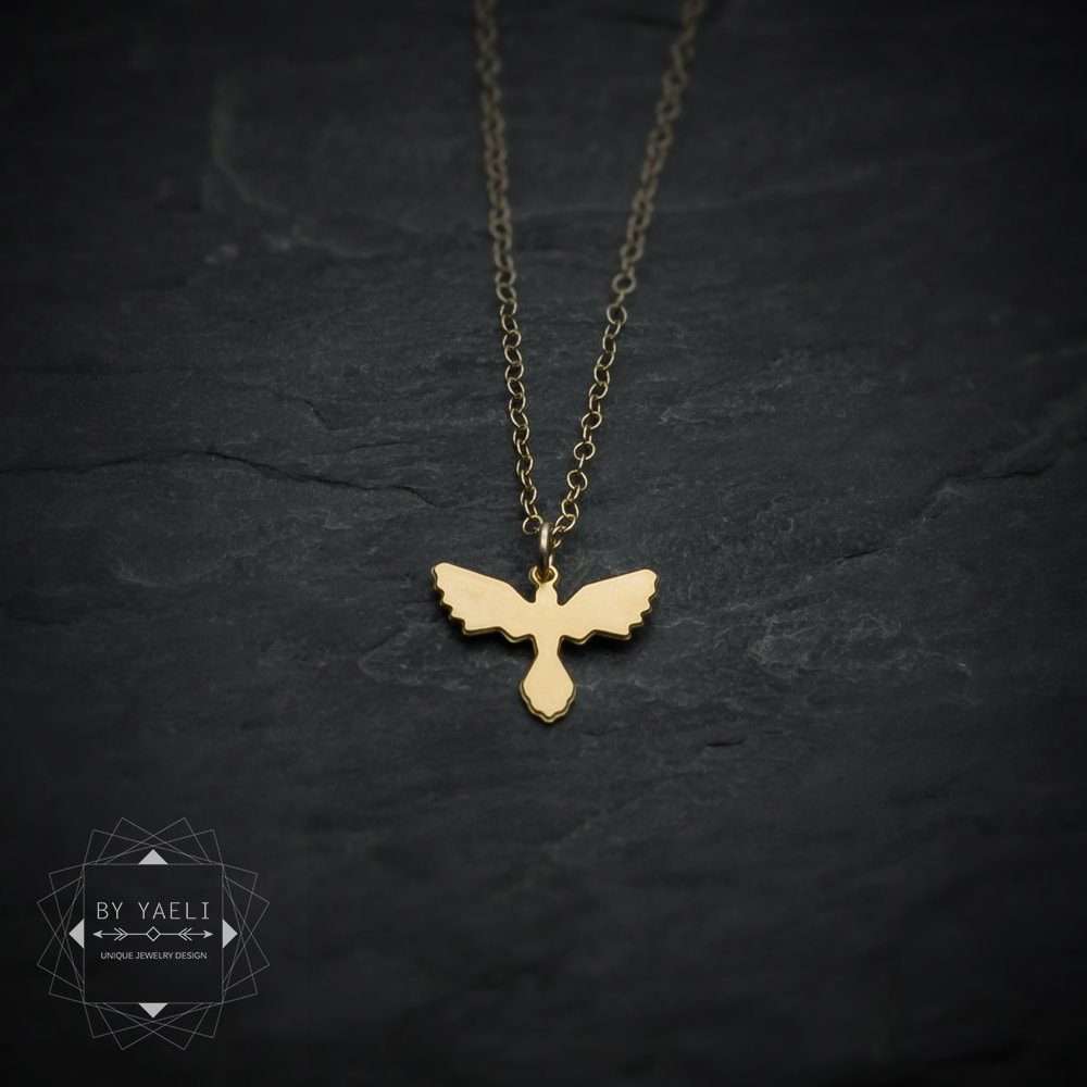 Phoenix necklace tiny phoenix pendant gold phoenix bird charm