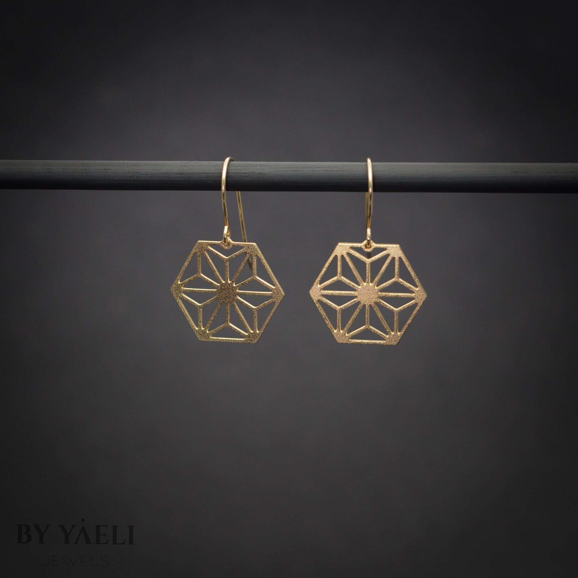 Hexagon earrings , geometric dangle earrings hexagon drop earrings