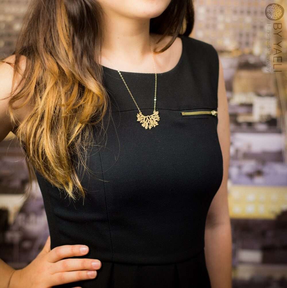 Coral necklace gold coral beach necklace ocean necklace sea jewelry