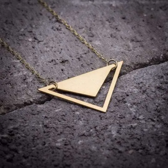 Triangle necklace gold triangle pendant geometric necklace minimalist jewelry 2 Triangle necklace gold triangle pendant geometric necklace minimalist jewelry - Image 2