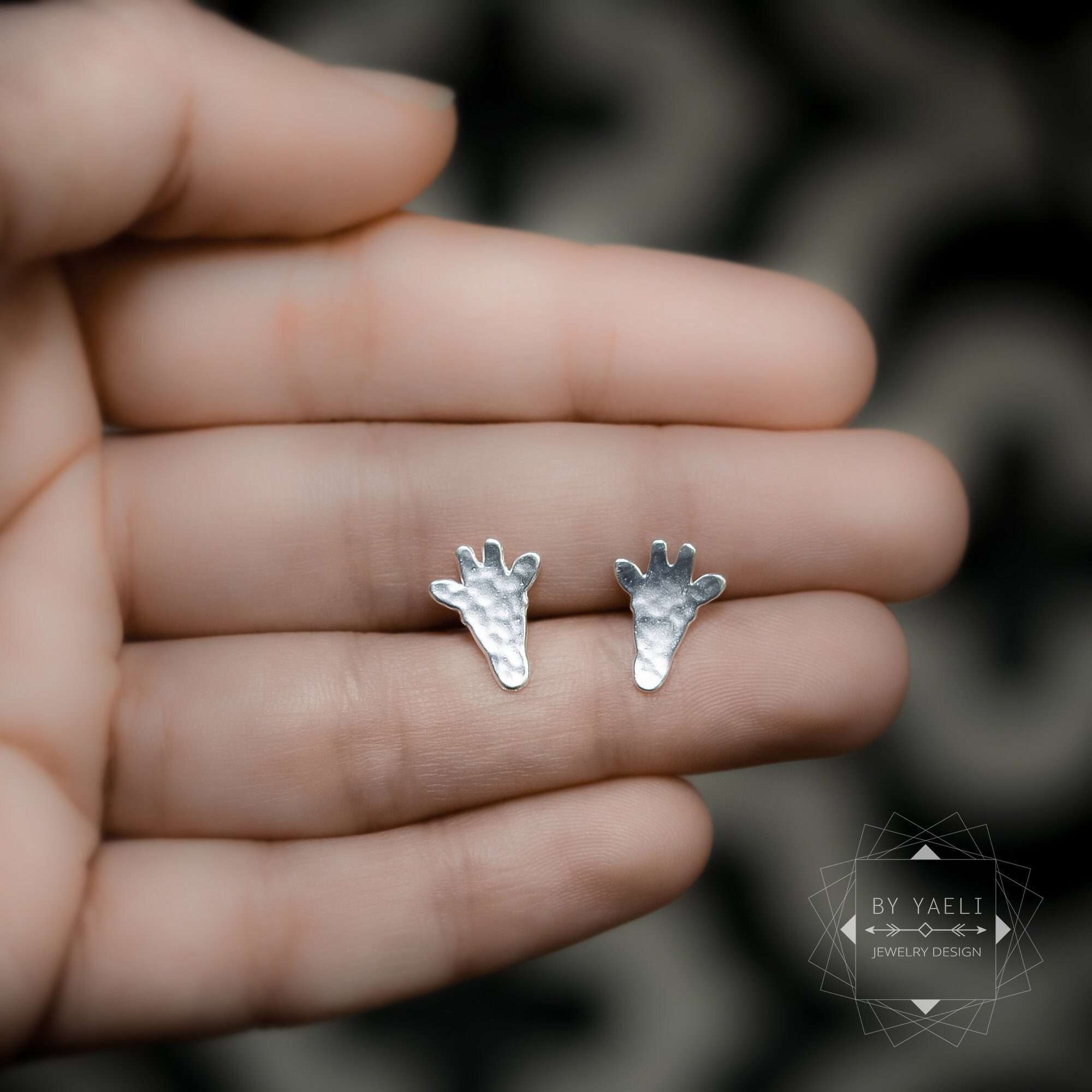 Giraffe earrings tiny giraffe stud earrings silver giraffe post earrings