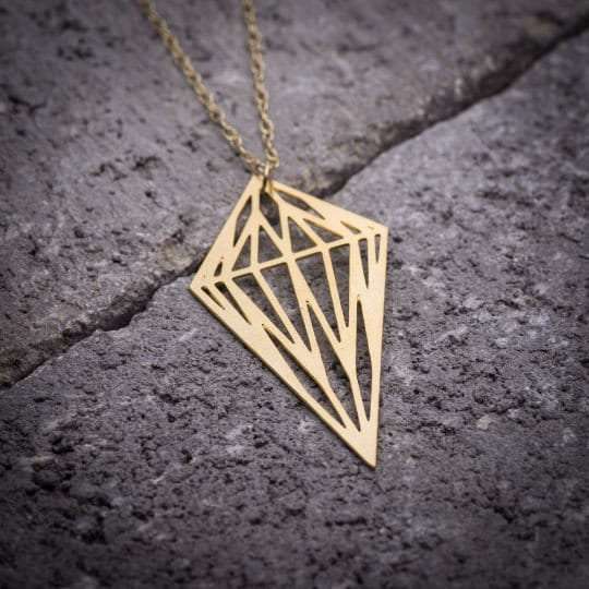 Geometric necklace gold rhombus necklace gold shaped diamond necklace
