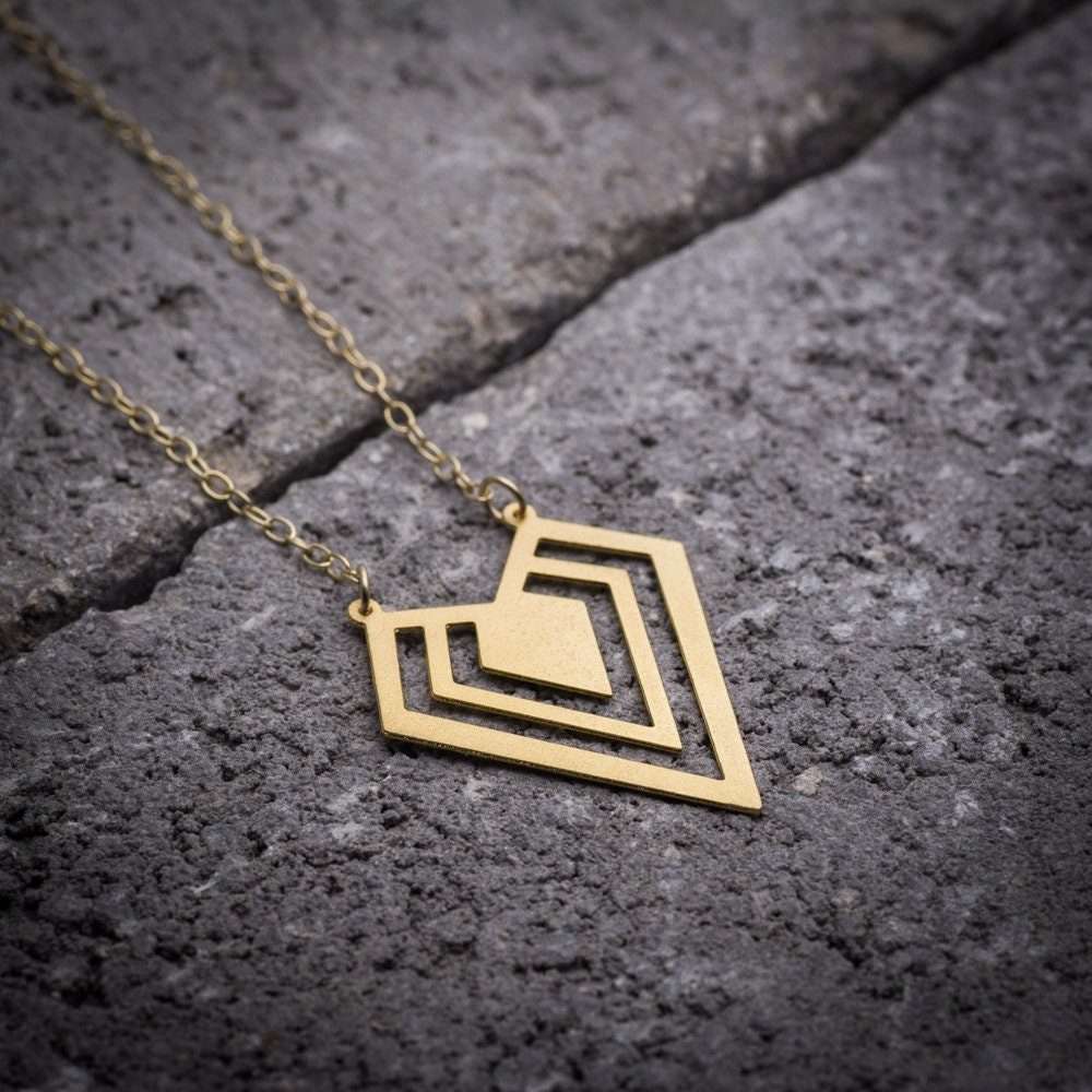 Geometric necklace gold triangle necklace diamond shape necklace triangle pendant