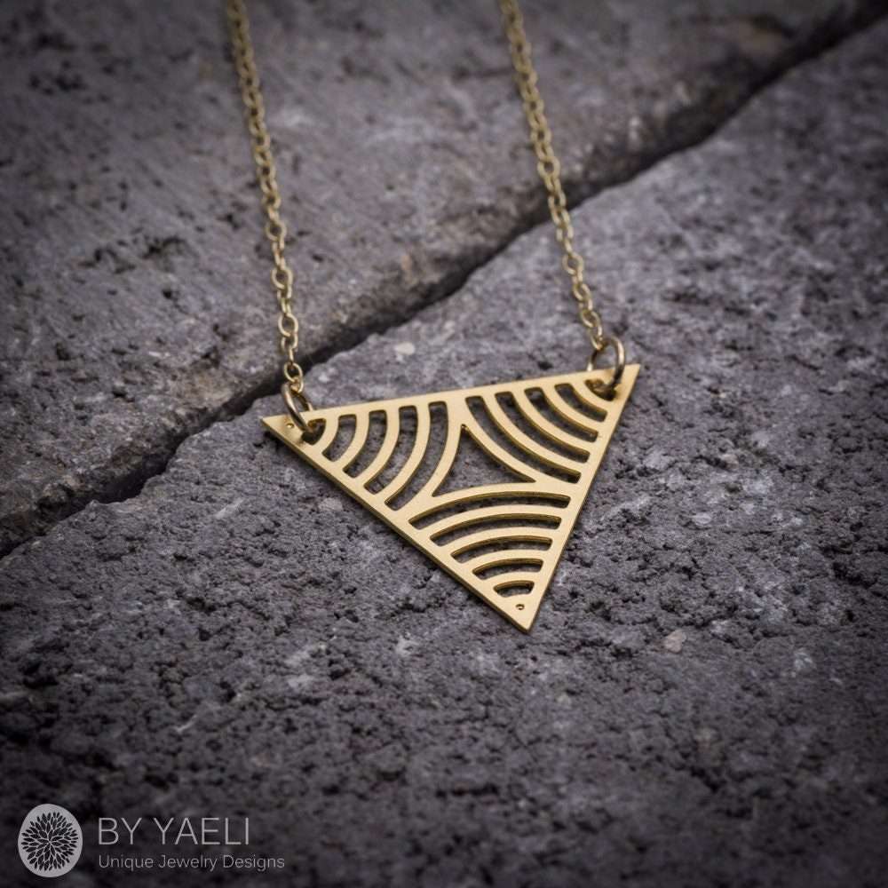 Triangular necklace geometric necklace gold triangular pendant Christmas gift for her