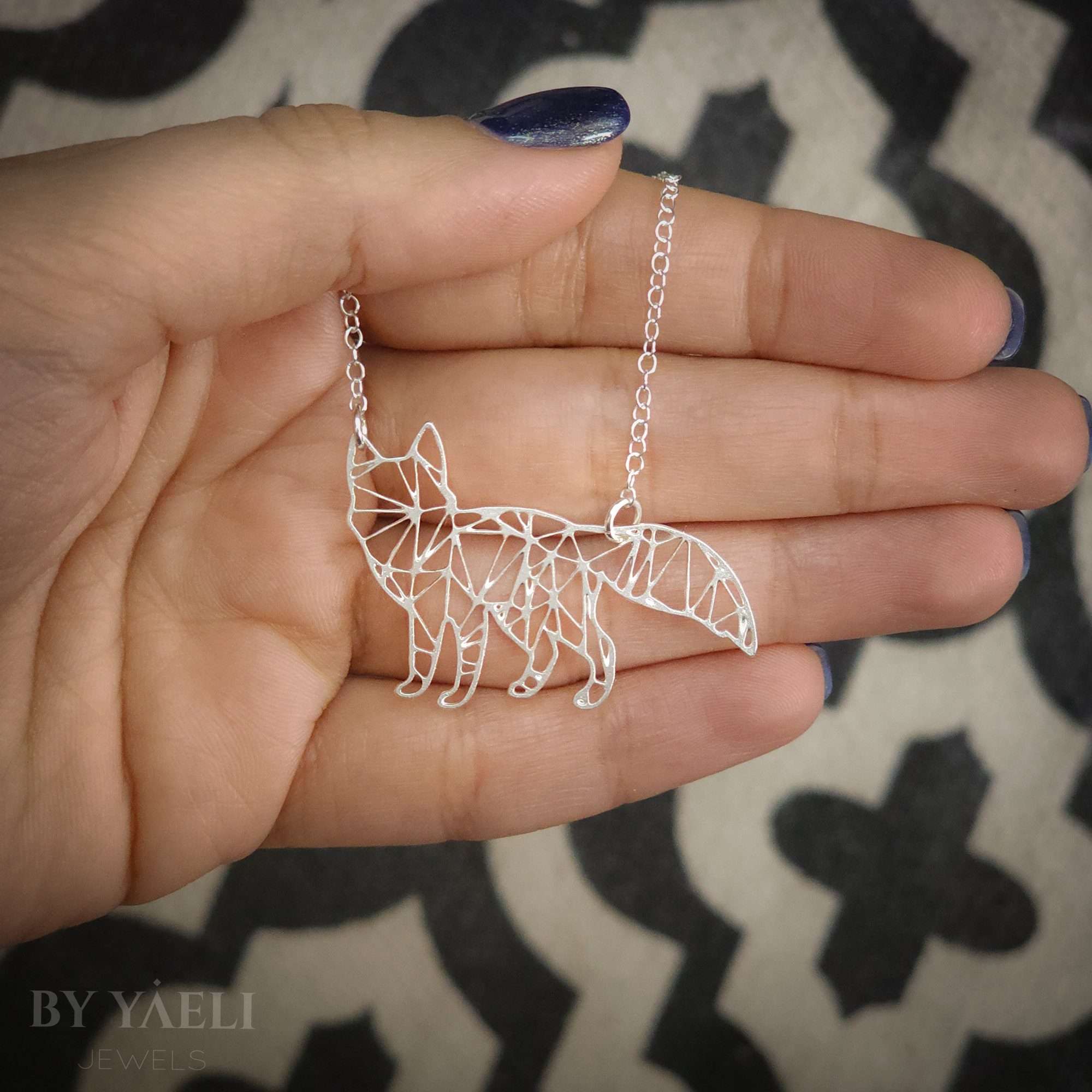 Fox necklace fox jewelry silver fox pendant origami necklace 3 Fox necklace fox jewelry silver fox pendant origami necklace - Image 3