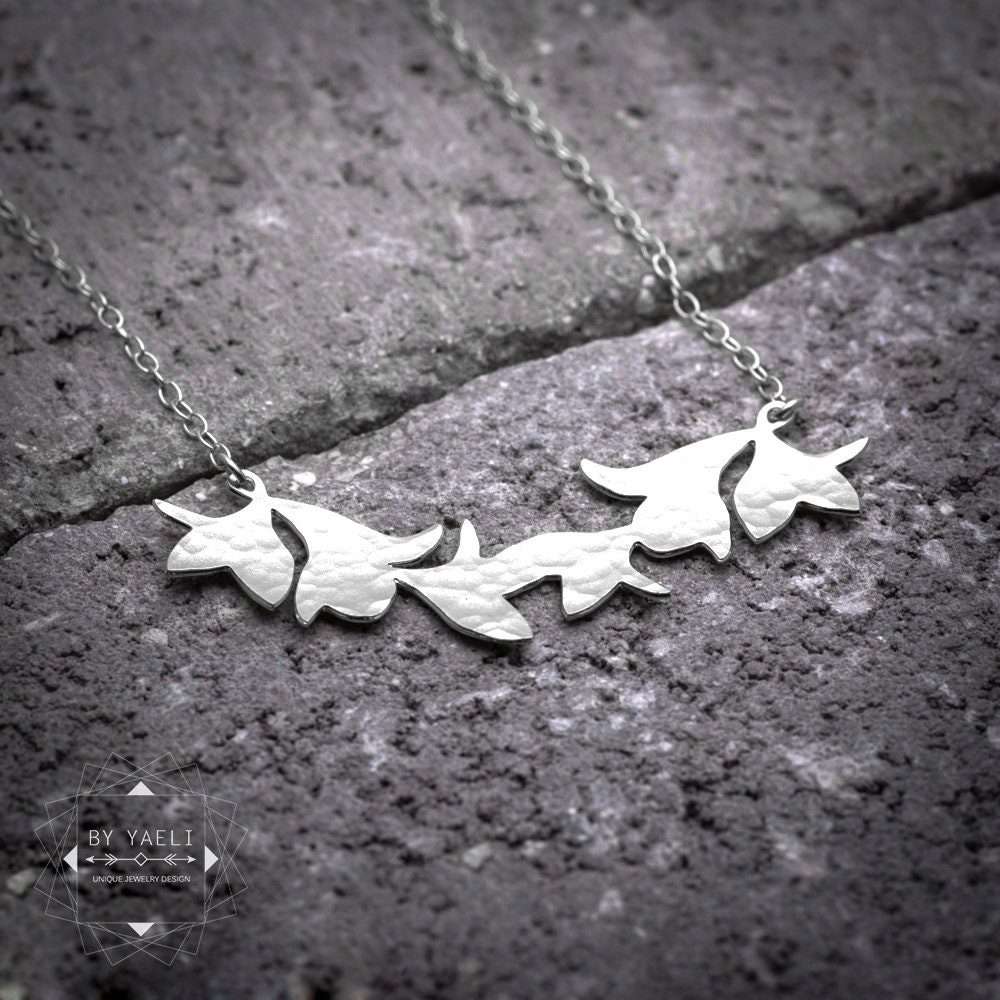 Leaf necklace, silver leaf nature jewelry, gift for mom
