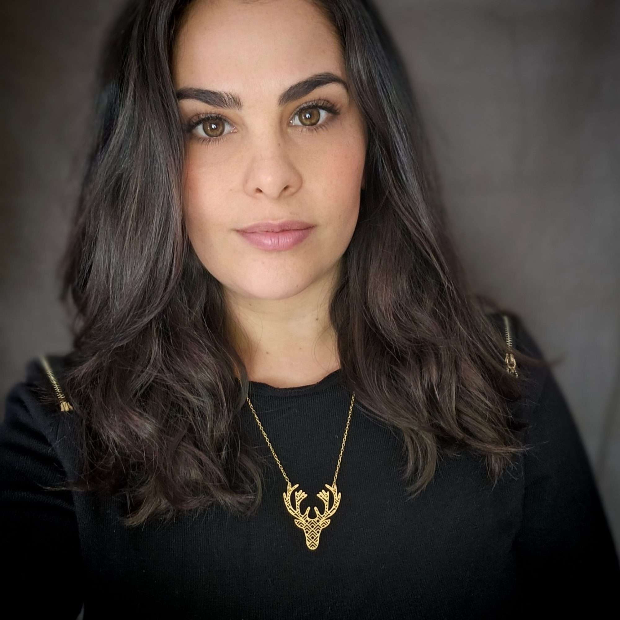 Deer necklace, gold deer head necklace, animal necklace