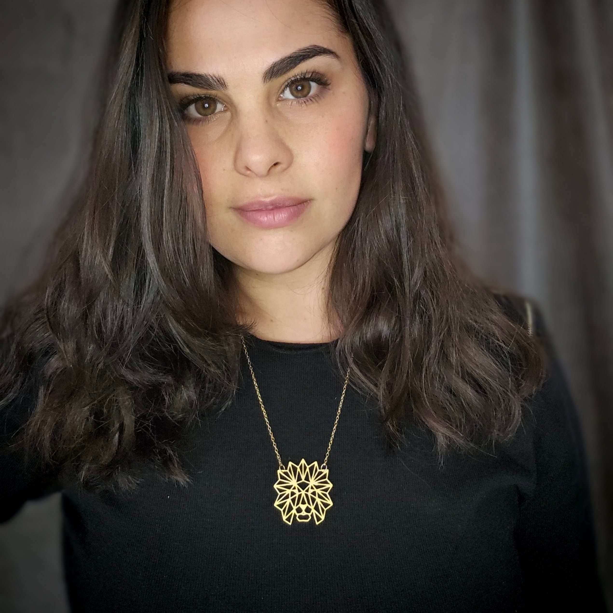 Lion necklace gold lion head pendant origami lion pendant Leo necklace Christmas gift