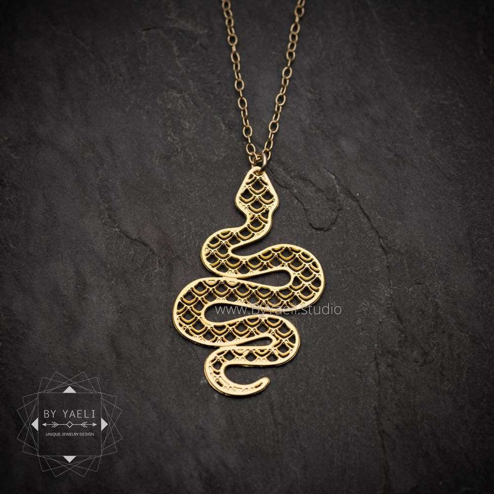 Snake necklace snake pendant gold snake jewelry gothic necklace
