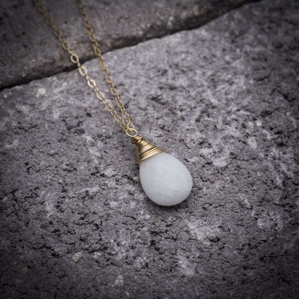 Jade necklace Jade drop necklace Jade gemstone white necklace Jade pendant