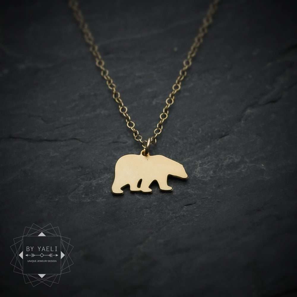 Mama necklace – mama bear necklace tiny gold bear charm Christmas gift for mom