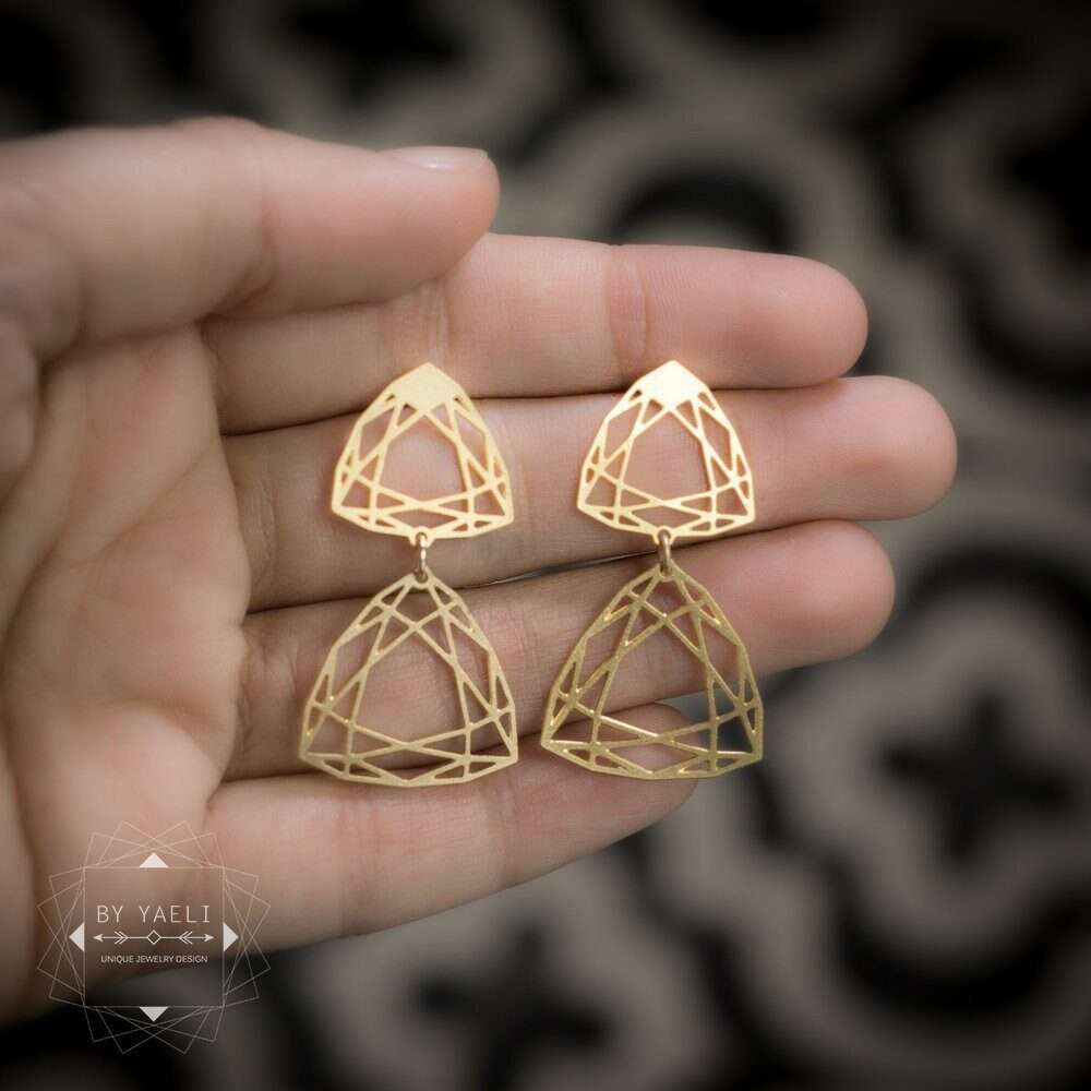Geometric earrings diamond shape stud earrings drop gold diamond earrings