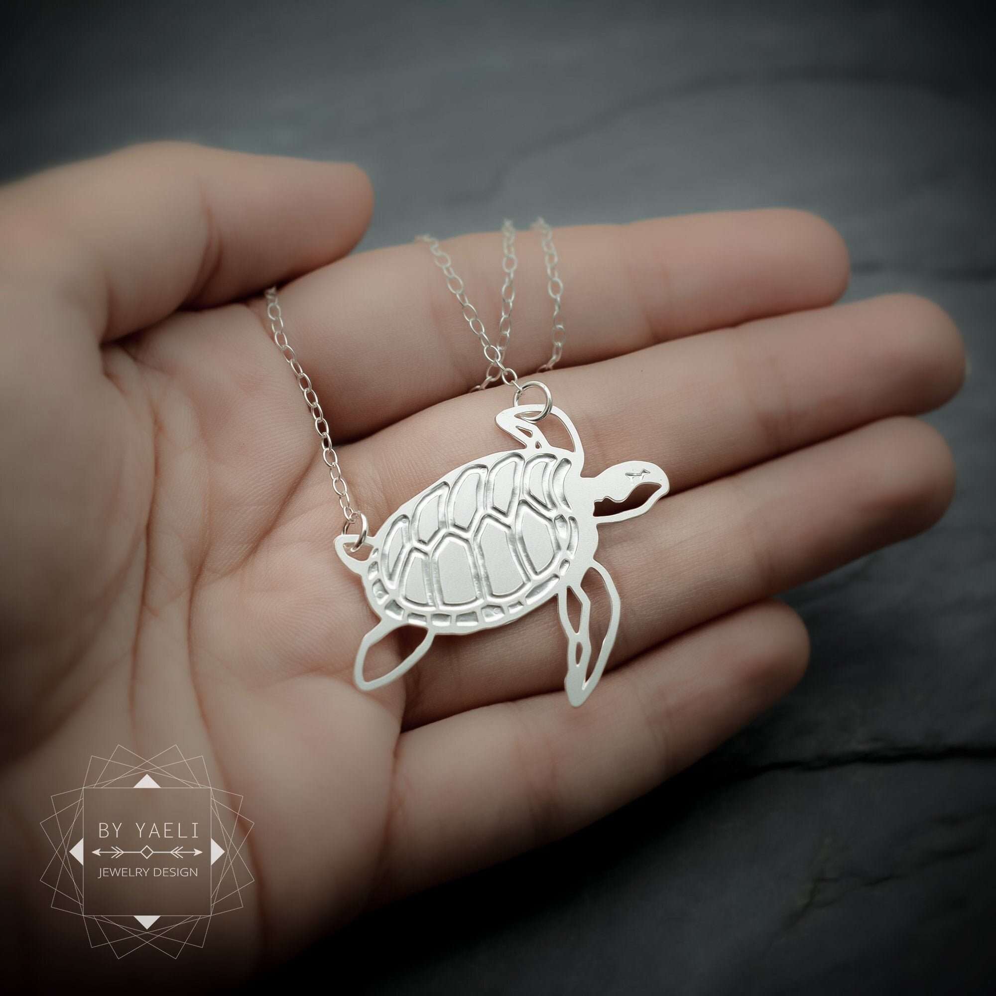 Turtle necklace silver sea turtle pendant ocean jewelry turtles lovers gift