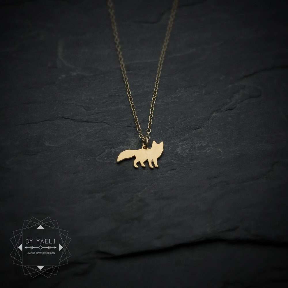 Fox necklace tiny fox charm gold fox pendant fox gift for here