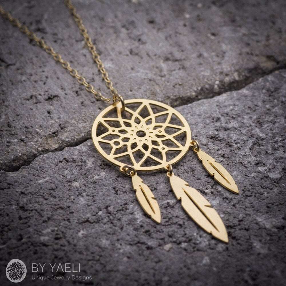 Dreamcatcher necklace gold dream catcher Indian jewelry tribal wiccan jewelry 4 Dreamcatcher necklace gold dream catcher Indian jewelry tribal wiccan jewelry - Image 4