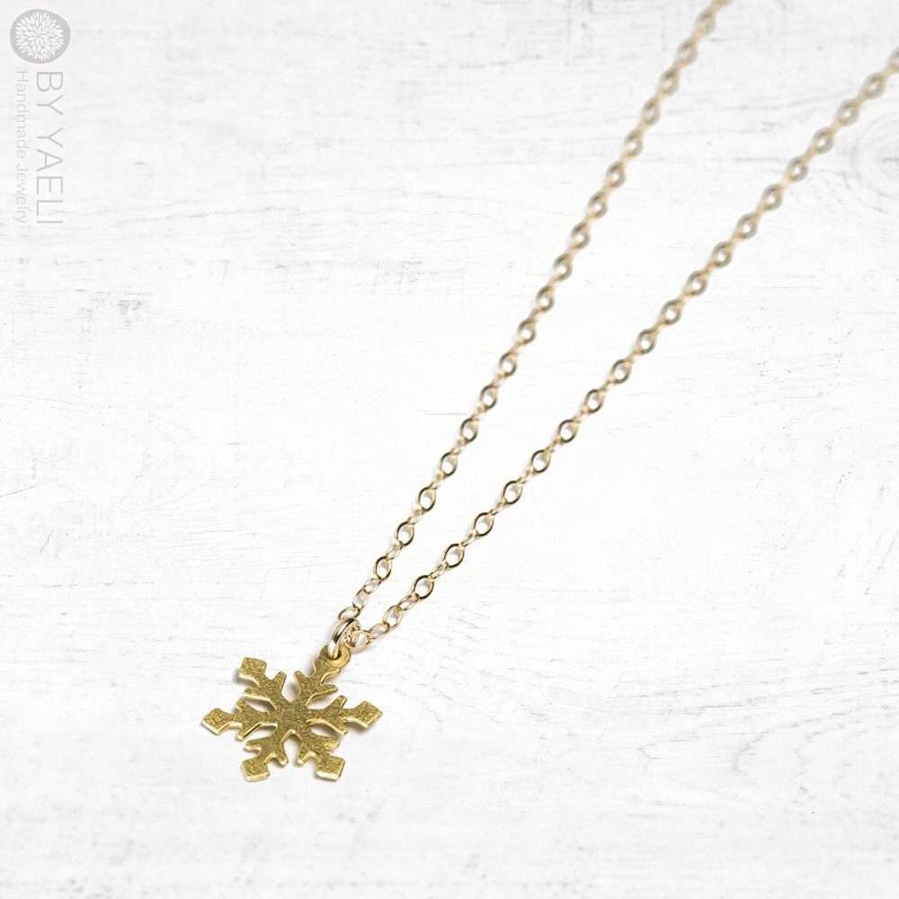 Snowflake necklace Christmas gifts nature necklace gift for her gold dainty necklace
